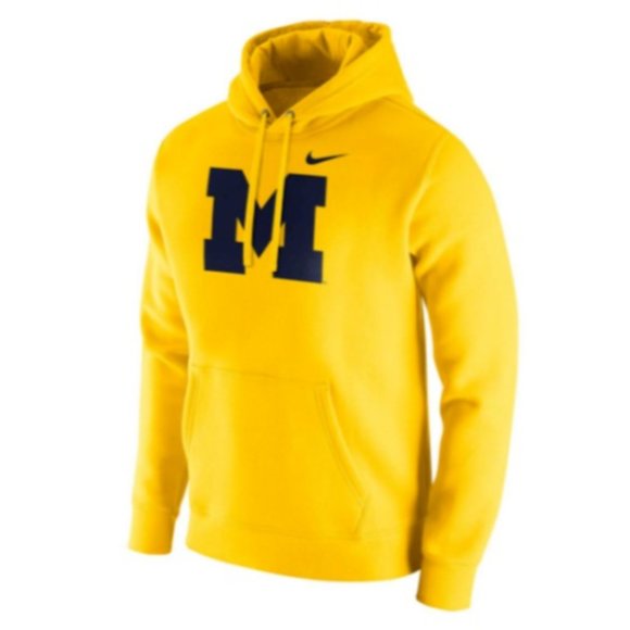Nike Michigan Wolverines Club Fleece Hoodie Yellow Men's Size M New